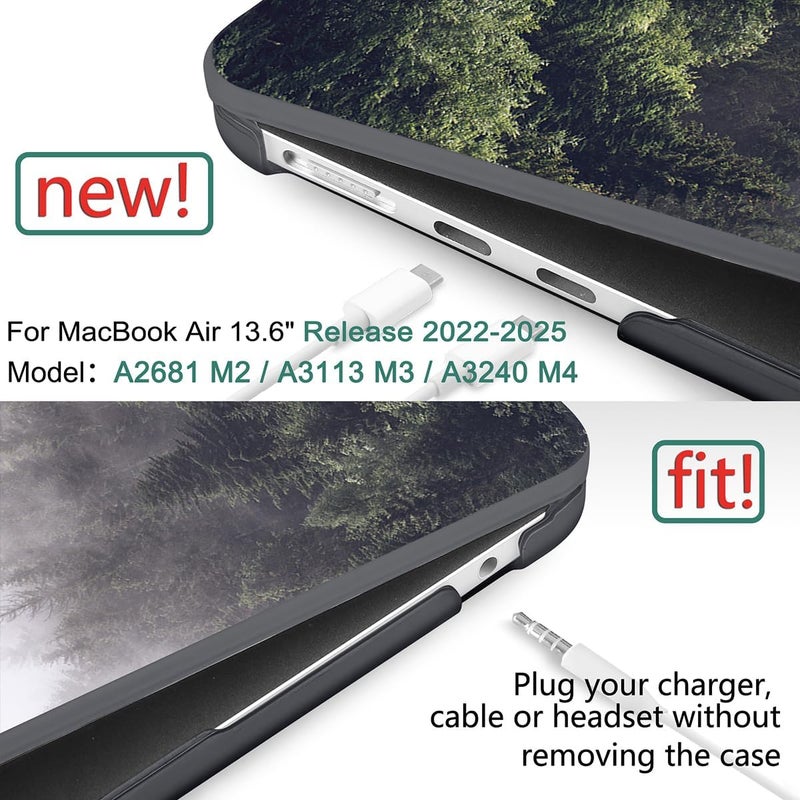 DONGKE for M4 MacBook Air 13.6 Inch Case 2025 2024 2023 2022 Model A3240 A3113 A2681 M3 M2 Chip, Plastic Hard Shell Case Cover with Touch ID for MacBook Air 13 Inch M4 - Forest - Image 2